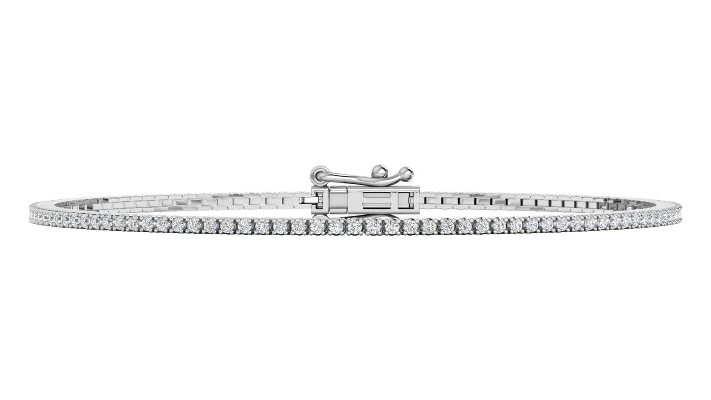 1.08 Ctw Round Brilliant Diamond Tennis Bracelet In 14K White Gold