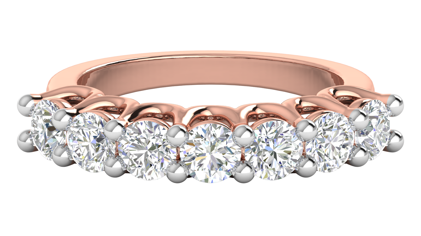 2.10 Ctw Dazzling Seven-Stone Wedding Band With U-Shape Prong Setting In 14K Rose Gold