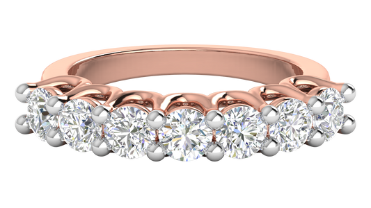 2.10 Ctw Dazzling Seven-Stone Wedding Band With U-Shape Prong Setting In 14K Rose Gold