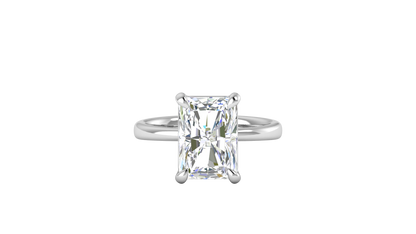 5.00 Ctw Radiant Cut Solitaire Engagement Ring Set In 14K White Gold