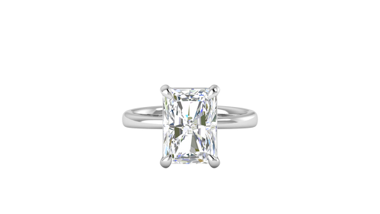 5.00 Ctw Radiant Cut Solitaire Engagement Ring Set In 14K White Gold