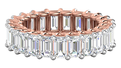 6.90 Ctw Emerald Cut Diamond Eternity Band Set In 14K Rose Gold