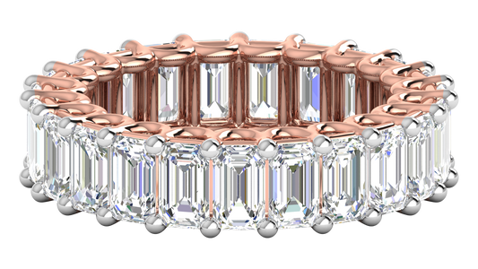 6.90 Ctw Emerald Cut Diamond Eternity Band Set In 14K Rose Gold