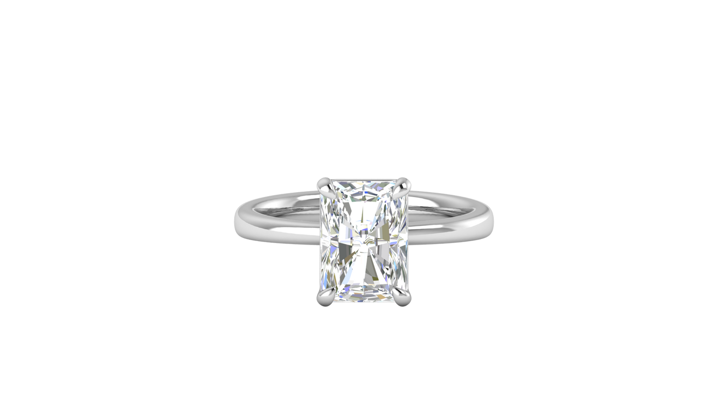 3.00 Ctw Radiant Cut Solitaire Engagement Ring Set In 14K White Gold