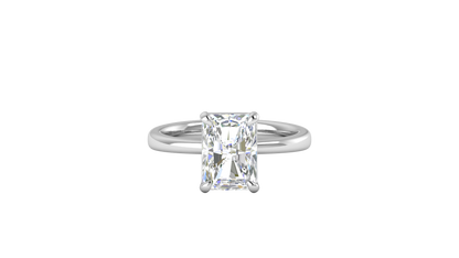 3.00 Ctw Radiant Cut Solitaire Engagement Ring Set In 14K White Gold