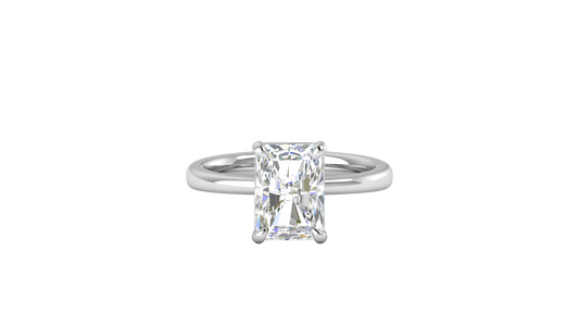 3.00 Ctw Radiant Cut Solitaire Engagement Ring Set In 14K White Gold