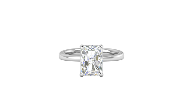 3.00 Ctw Radiant Cut Solitaire Engagement Ring Set In 14K White Gold
