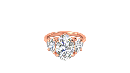 4 Carat Oval Cut Engagement Ring With Half Moon Side Stones In 14K Rose Gold