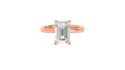 4.00 Ctw Emerald Cut Solitaire Engagement Ring Set In 14K Rose Gold