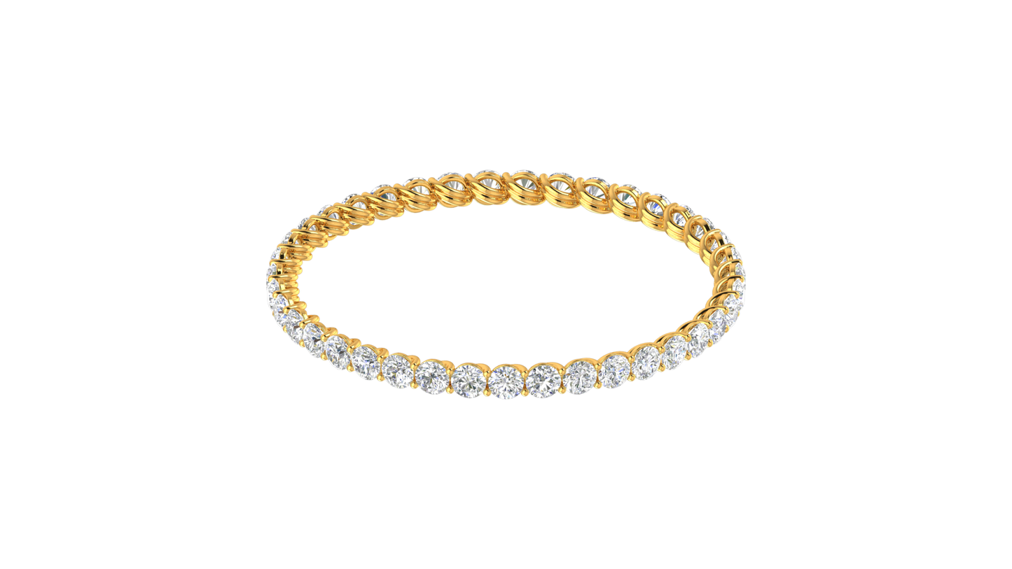 39.00 Ctw Round Cut Diamond Bangle | Twisted Eternity Diamond Bangle Set In Luxury 14K Yellow Gold