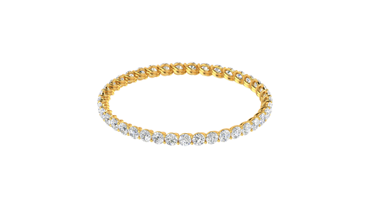 39.00 Ctw Round Cut Diamond Bangle | Twisted Eternity Diamond Bangle Set In Luxury 14K Yellow Gold