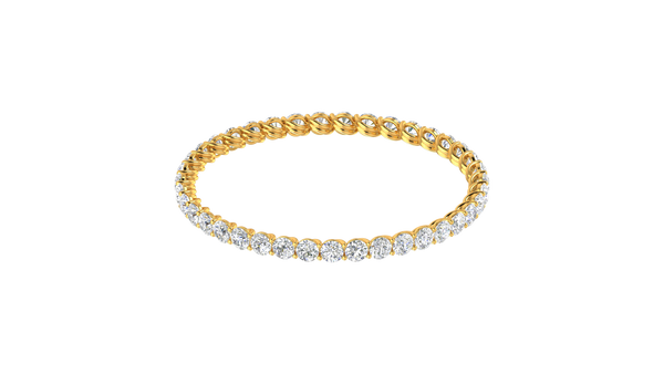 39.00 Ctw Round Cut Diamond Bangle | Twisted Eternity Diamond Bangle Set In Luxury 14K Yellow Gold