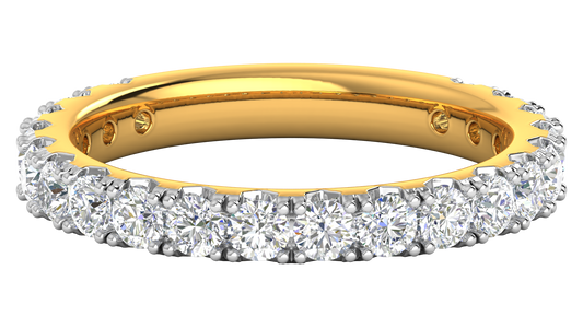1.20 Ctw Timeless 4 Prong Wedding Band Set In 14k Yellow Gold