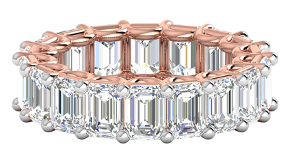 9.00 Ctw Emerald Cut Diamond Eternity Band Set In 14K Rose Gold