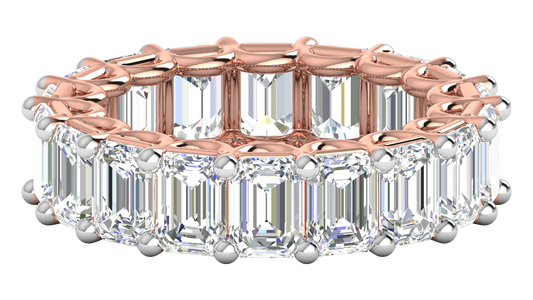 9.00 Ctw Emerald Cut Diamond Eternity Band Set In 14K Rose Gold