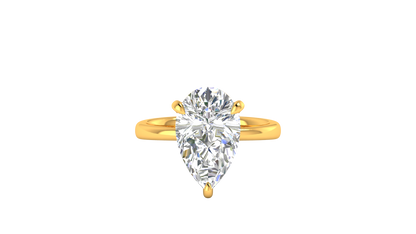 5.00 Ctw Pear Cut Solitaire Engagement Ring Set In 14K Yellow Gold