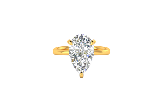 5.00 Ctw Pear Cut Solitaire Engagement Ring Set In 14K Yellow Gold