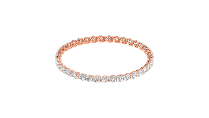 39.00 Ctw Round Cut Diamond Bangle | Twisted Eternity Diamond Bangle Set In Luxury 14K Rose Gold
