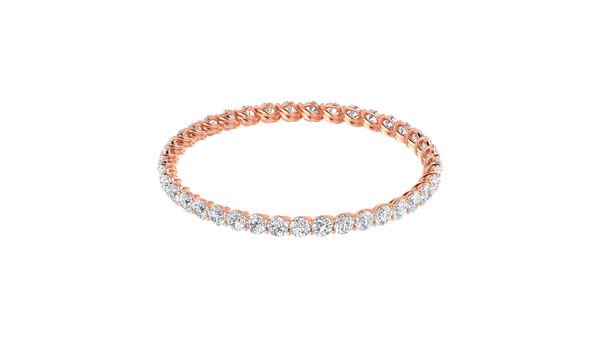 39.00 Ctw Round Cut Diamond Bangle | Twisted Eternity Diamond Bangle Set In Luxury 14K Rose Gold