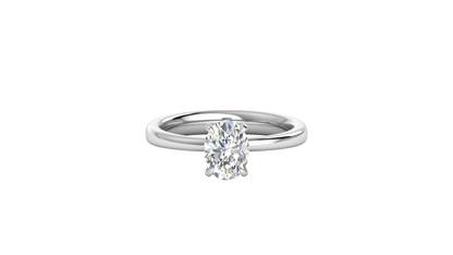 1.00 Ctw Oval Cut Solitaire Engagement Ring Set In 14K White Gold