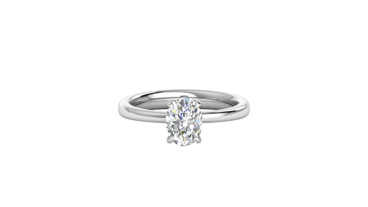 1.00 Ctw Oval Cut Solitaire Engagement Ring Set In 14K White Gold