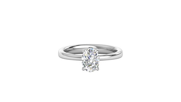 1.00 Ctw Oval Cut Solitaire Engagement Ring Set In 14K White Gold