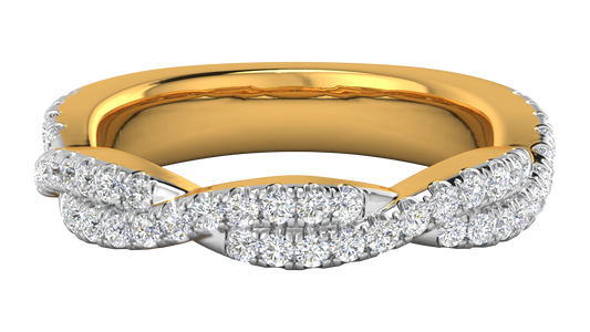 0.68 Ctw Sparkling Infinity Diamond Ring Set In 14K Yellow Gold