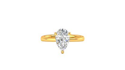 2.00 Ctw Pear Cut Solitaire Engagement Ring Set In 14K Yellow Gold