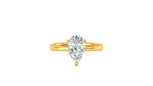 2.00 Ctw Pear Cut Solitaire Engagement Ring Set In 14K Yellow Gold