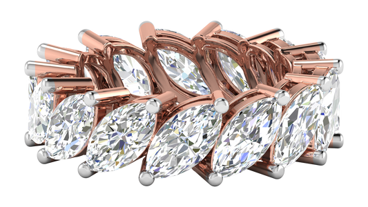 7.00 Ctw Marquise Cut Diamond Eternity Band Set In 14K Rose Gold