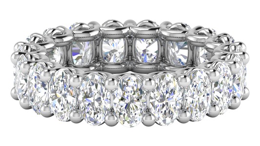 5.70 Ctw Oval Cut Diamond Eternity Band Set In 14K White Gold