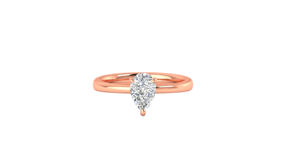 1.00 Ctw Pear Cut Solitaire Engagement Ring Set In 14K Rose Gold