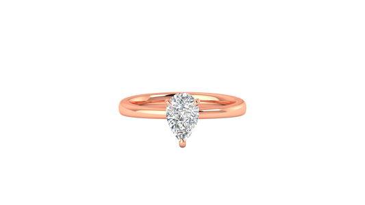 1.00 Ctw Pear Cut Solitaire Engagement Ring Set In 14K Rose Gold