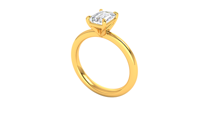 1.00 Ctw Emerald Cut Solitaire Engagement Ring Set In 14K Yellow Gold