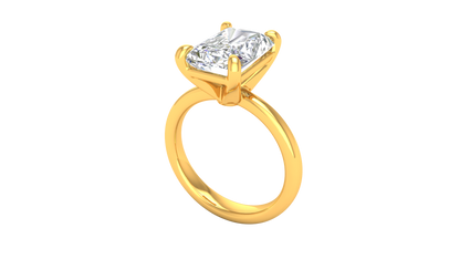 4.00 Ctw Radiant Cut Solitaire Engagement Ring Set In 14K Yellow Gold