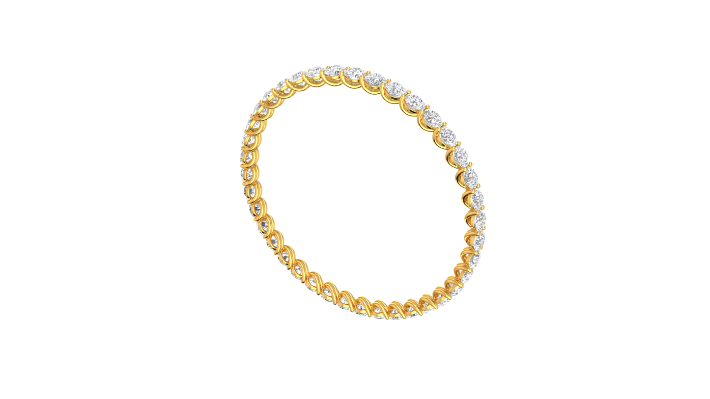 39.00 Ctw Round Cut Diamond Bangle | Twisted Eternity Diamond Bangle Set In Luxury 14K Yellow Gold