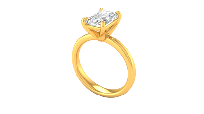 2.00 Ctw Radiant Cut Solitaire Engagement Ring Set In 14K Yellow Gold