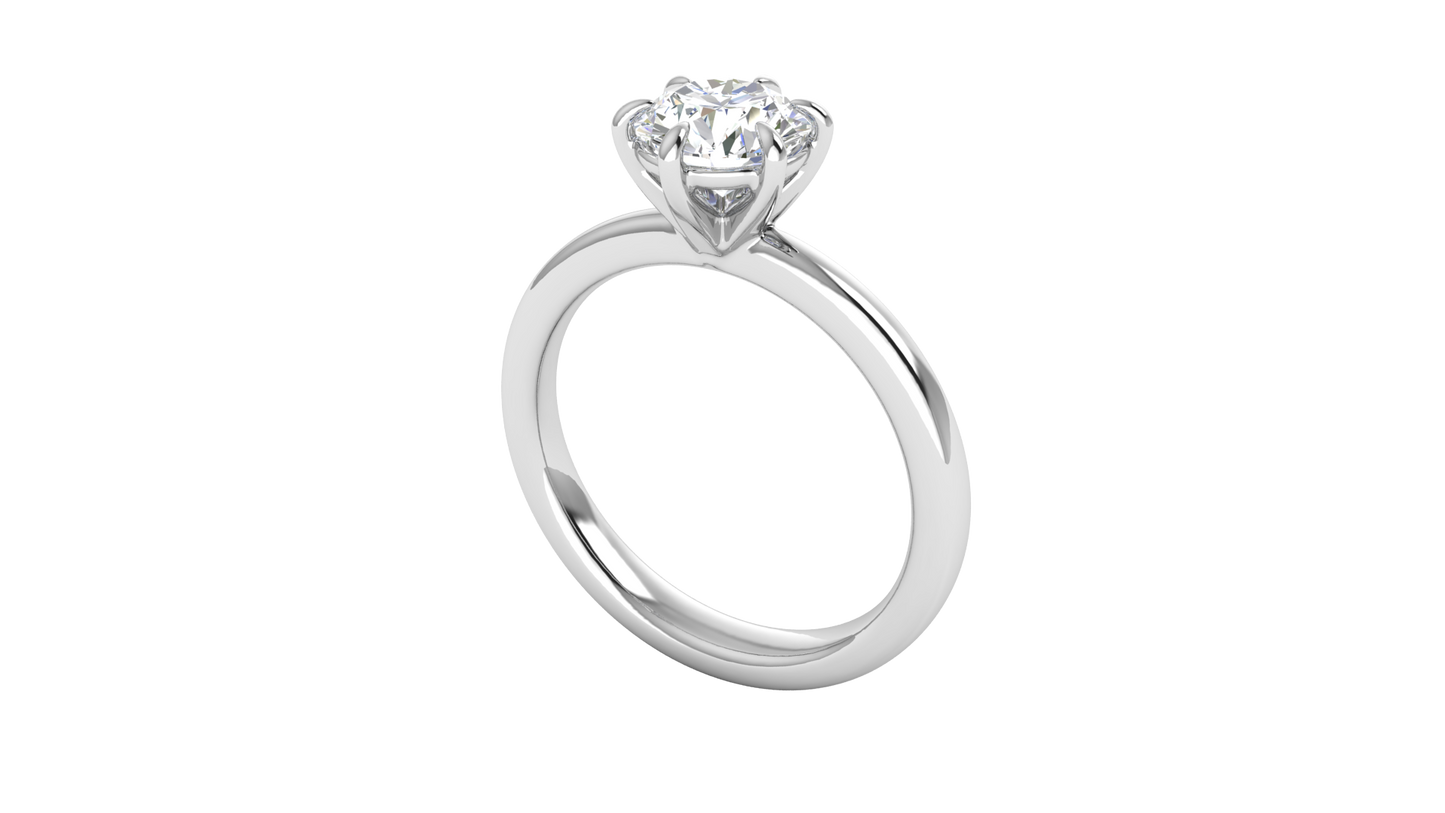 1.00 Ctw Classic Solitaire Engagement Ring Set In 14K White Gold