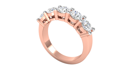 2.00 Ctw Elegant Five-Stone Wedding Band Set In 14K Rose Gold
