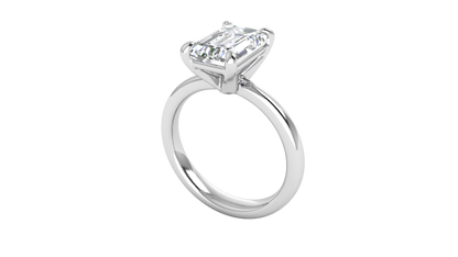 3.00 Ctw Emerald Cut Solitaire Engagement Ring Set In 14K White Gold