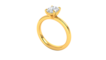 1.00 Ctw Oval Cut Solitaire Engagement Ring Set In 14K Yellow Gold