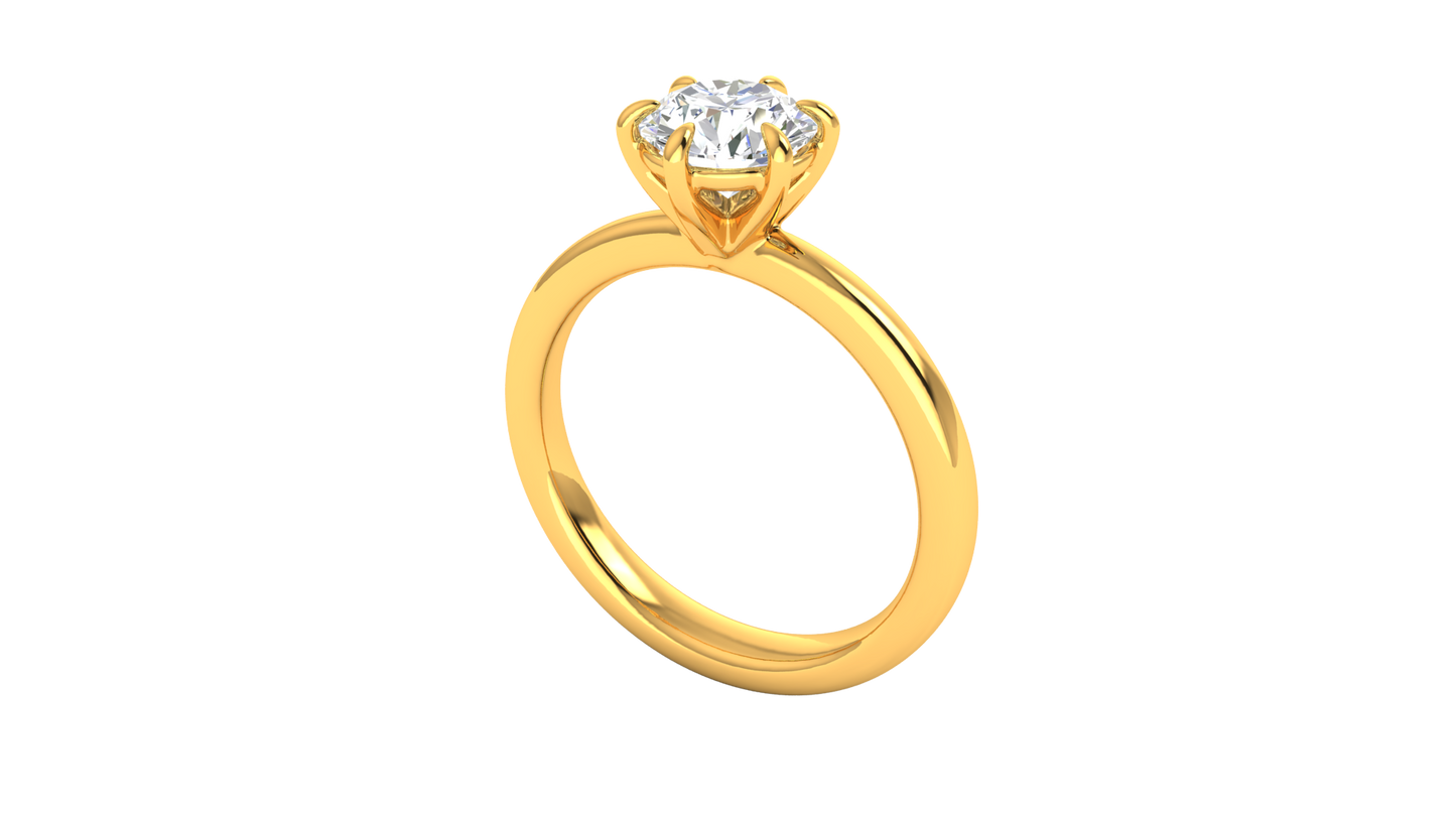 1.00 Ctw Classic Solitaire Engagement Ring Set In 14K Yellow Gold