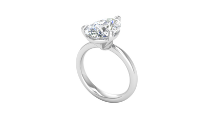 4.00 Ctw Pear Cut Solitaire Engagement Ring Set In 14K White Gold