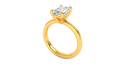2.00 Ctw Emerald Cut Solitaire Engagement Ring Set In 14k Yellow Gold