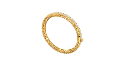 11.13 Ctw Round Cut Diamond Bangle | Antique-Inspired Diamond Bangle & Elegant Vintage Style Jewellery Set In 14K Yellow Gold