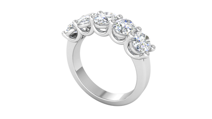 2.50 Ctw Luxurious Oval Cut Five-Stone Wedding Band With U-Shape Prong Setting In 14K White Gold