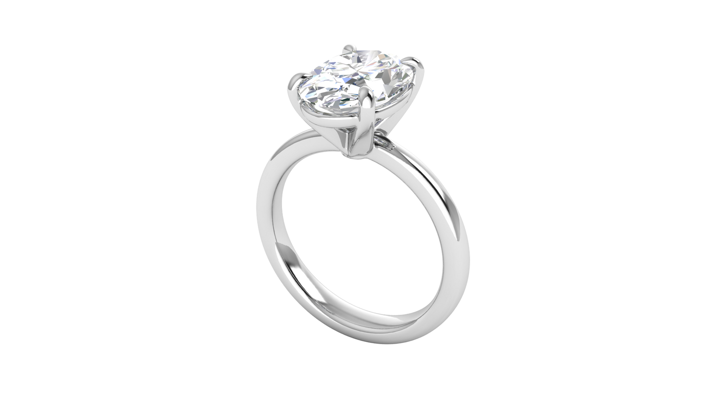 3.00 Ctw Oval Cut Solitaire Engagement Ring Set In 14K White Gold