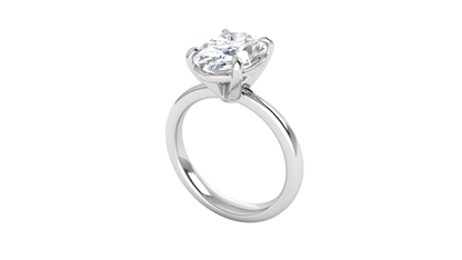 3.00 Ctw Oval Cut Solitaire Engagement Ring Set In 14K White Gold