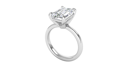 4.00 Ctw Emerald Cut Solitaire Engagement Ring Set In 14K White Gold