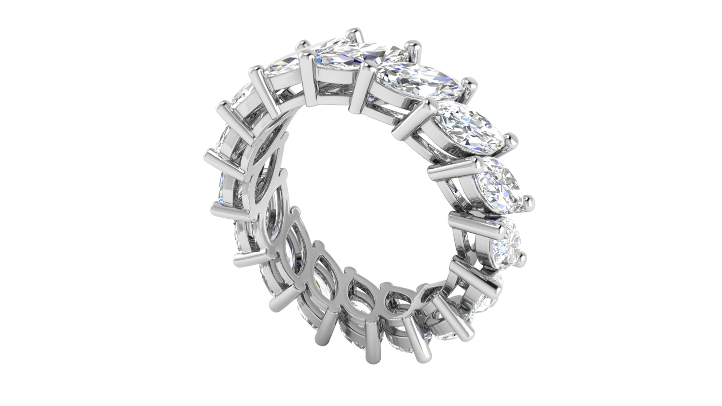4.80 Ctw Marquise Cut Diamond Eternity Band Set In 14K White Gold